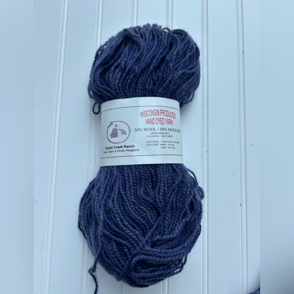 Hand Dyed Yarn Wool Mohair Blend Dark Blue Denim Wisconsin Produced 8 Skiens